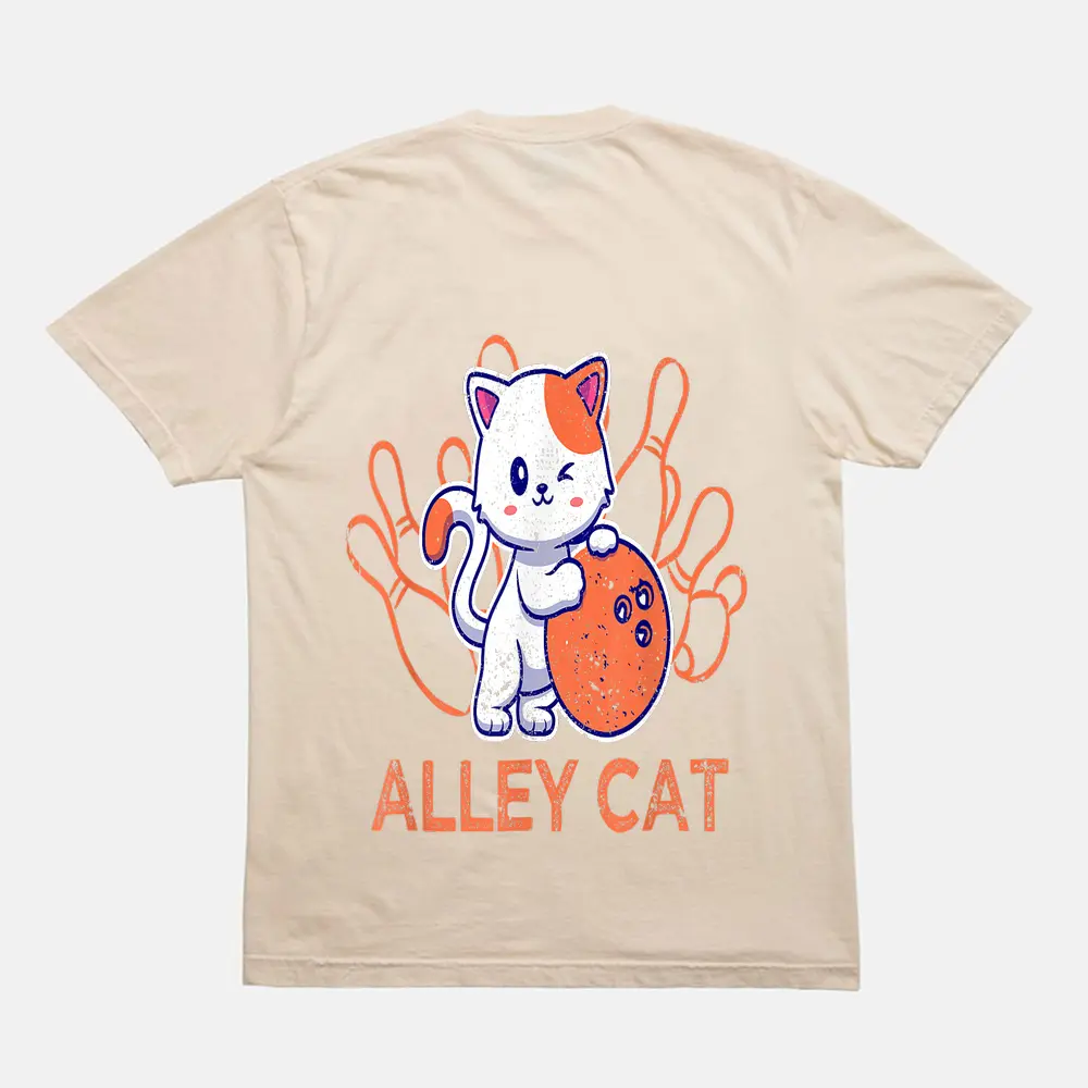 Alley Cat Bowling Team Humor Funny Bowler Cats Vintage T-Shirt - Cream Alley Cat Bowling Team Humor Funny Bowler Cats Vintage T-Shirt - Cream