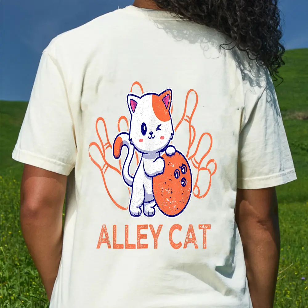 Alley Cat Bowling Team Humor Funny Bowler Cats Vintage T-Shirt - Cream