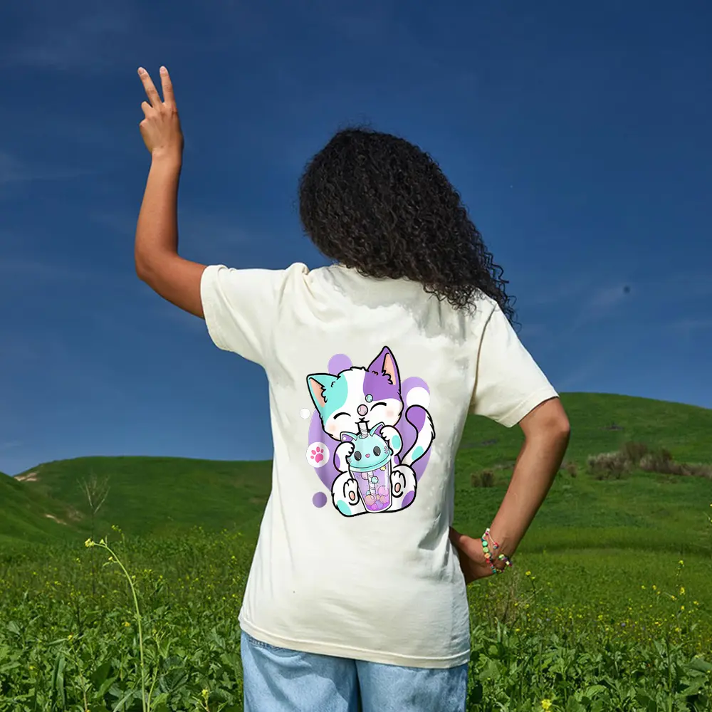 Anime Kawaii Cat Boba Bubble Tea Neko Boba Tea Cat For Girls T-Shirt - Cream Anime Kawaii Cat Boba Bubble Tea Neko Boba Tea Cat For Girls T-Shirt - Cream