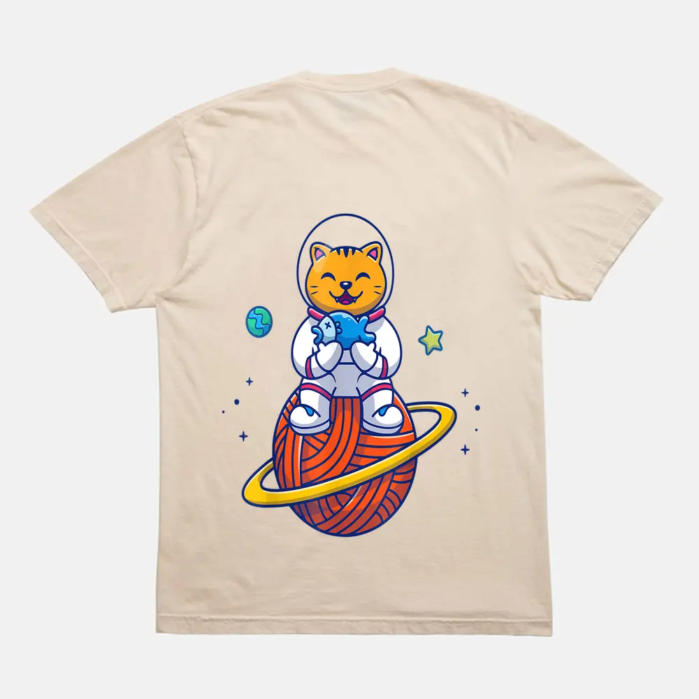Astronaut Cat Funny Cat Tee Space Cat Tshirt Cat Lover T-Shirt - Cream Astronaut Cat Funny Cat Tee Space Cat Tshirt Cat Lover T-Shirt - Cream