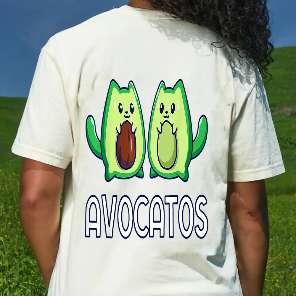 Avogato Avocado Cat Cat Vegan T-Shirt - Cream
