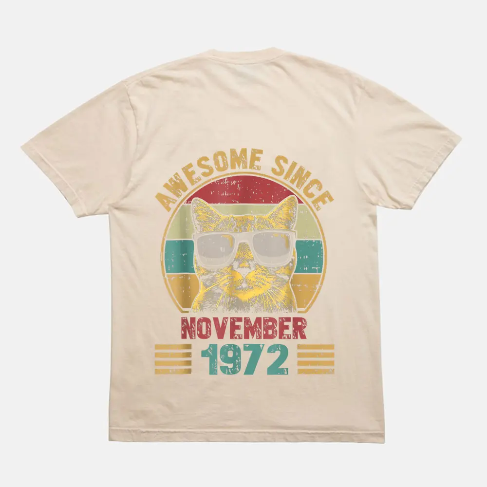 Awesome Since November 1972 50 Years Old Gifts Cat Lovers T-Shirt - Cream Awesome Since November 1972 50 Years Old Gifts Cat Lovers T-Shirt - Cream