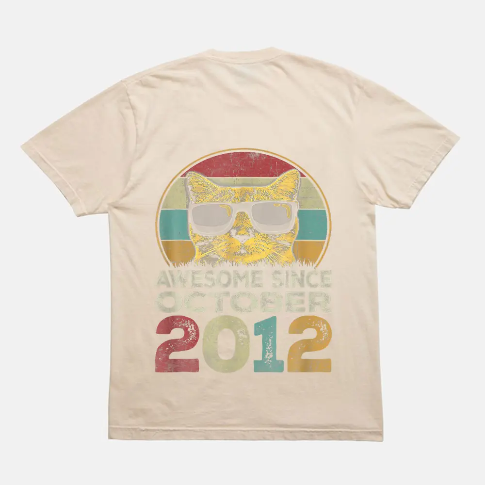 Awesome Since October 2012 10H Birthday Gifts Cat Lovers T-Shirt - Cream Awesome Since October 2012 10H Birthday Gifts Cat Lovers T-Shirt - Cream