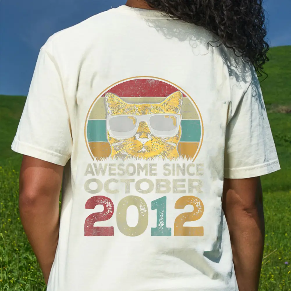 Awesome Since October 2012 10H Birthday Gifts Cat Lovers T-Shirt - Cream