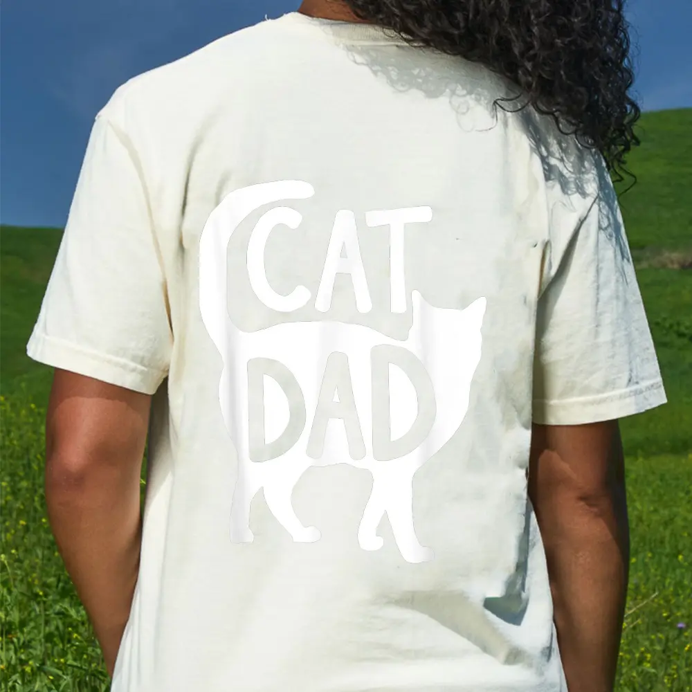 Best Cat Dad Christmas Men Kitty Papa Gift Daddy Fathers Day Ver 2 T-Shirt - Cream