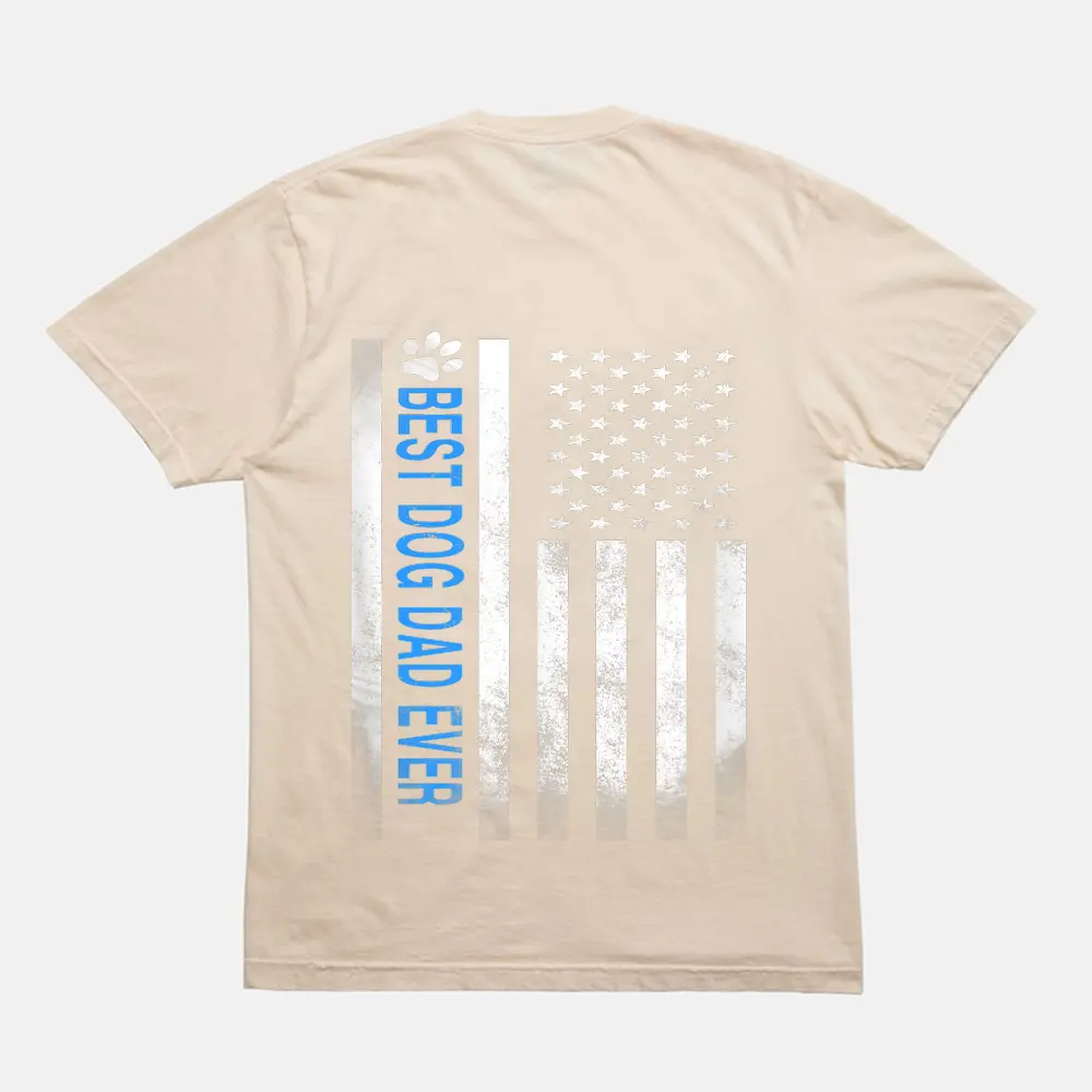 Best Dog Dad Ever American Flag Gift For Best Father T-Shirt - Cream Best Dog Dad Ever American Flag Gift For Best Father T-Shirt - Cream