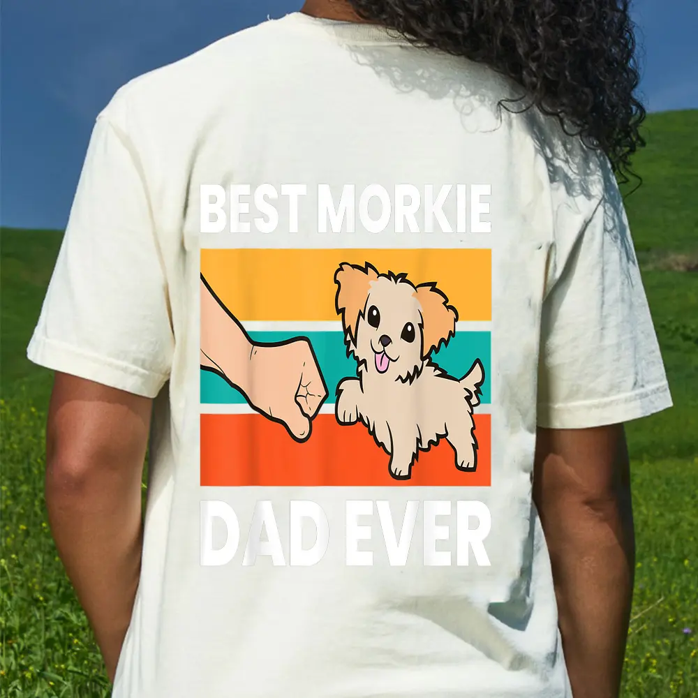 Best Morkie Dad Ever Pet Morkie Dog T-Shirt - Cream