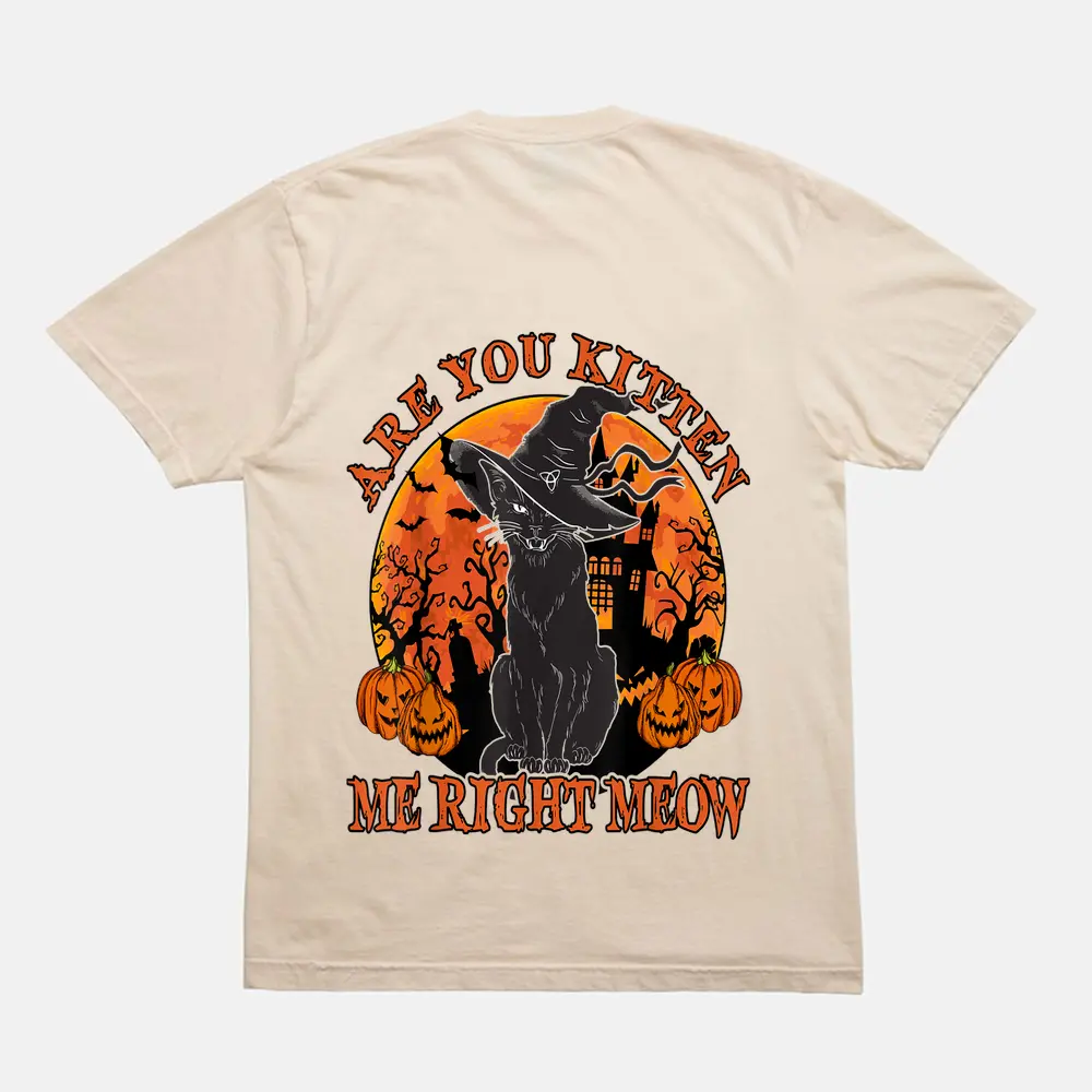 Black Cat- Are You Kitten Me Right Meow Lover Gift T-Shirt - Cream Black Cat- Are You Kitten Me Right Meow Lover Gift T-Shirt - Cream