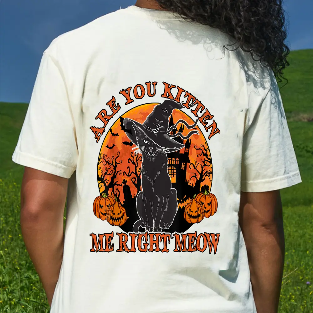 Black Cat- Are You Kitten Me Right Meow Lover Gift T-Shirt - Cream