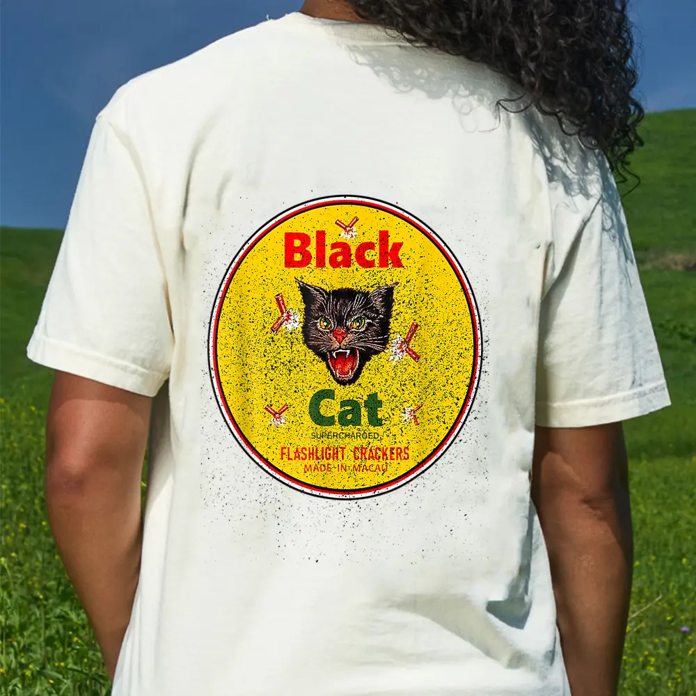 Black-Cat-Firecrackers T-Shirt - Cream