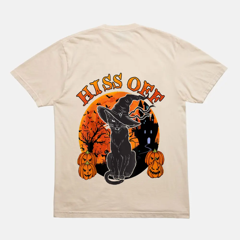 Black Cat Halloween- Hiss Off Funny Kitten Lover Gift T-Shirt - Cream Black Cat Halloween- Hiss Off Funny Kitten Lover Gift T-Shirt - Cream