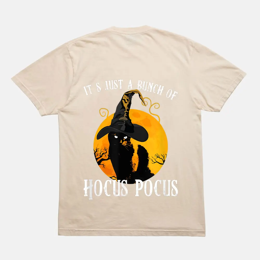 Black Cat Moon Funny Halloween Costume Bunch Of Hocus Pocus Ver 1 T-Shirt - Cream Black Cat Moon Funny Halloween Costume Bunch Of Hocus Pocus Ver 1 T-Shirt - Cream