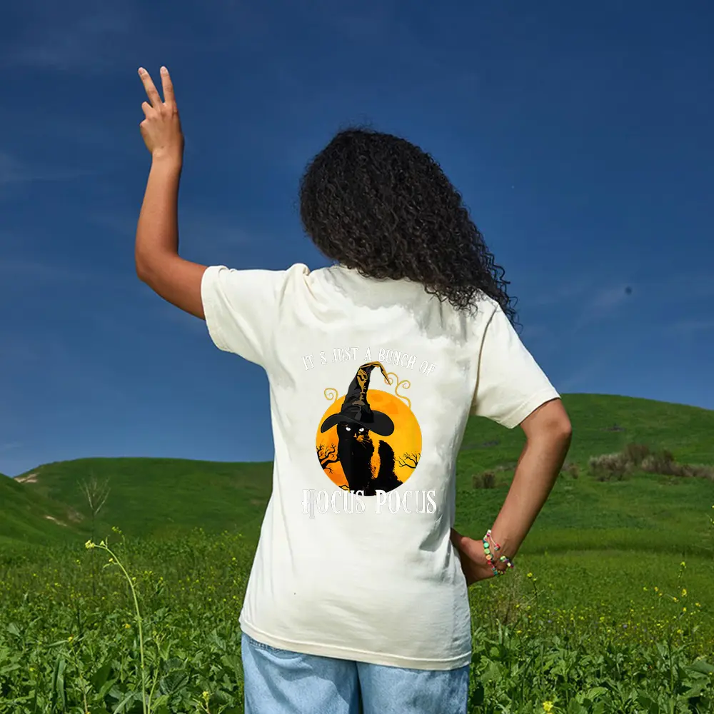 Black Cat Moon Funny Halloween Costume Bunch Of Hocus Pocus Ver 1 T-Shirt - Cream Black Cat Moon Funny Halloween Costume Bunch Of Hocus Pocus Ver 1 T-Shirt - Cream
