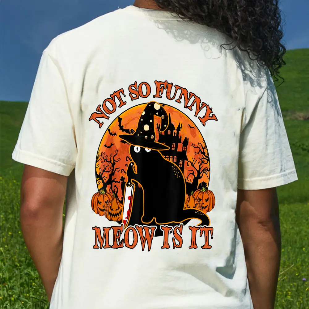 Black Cat- Not So Funny Meow Is It Kittens Lover Gift T-Shirt - Cream