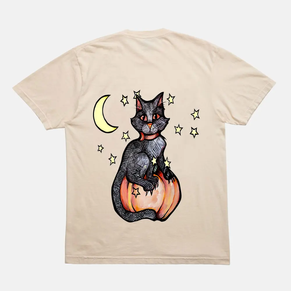 Black Cat Pumpkin Patch Cute Autumn T-Shirt - Cream Black Cat Pumpkin Patch Cute Autumn T-Shirt - Cream