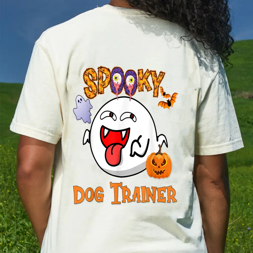 Boo Halloween Costume Spooky Dog Trainer T-Shirt - Cream