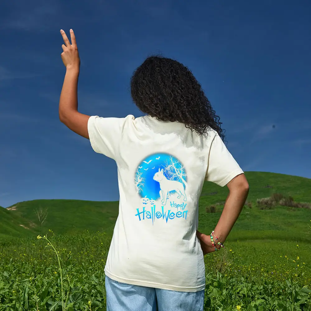 Boston Terrier Dog In The Moon Halloween Costume T-Shirt - Cream Boston Terrier Dog In The Moon Halloween Costume T-Shirt - Cream