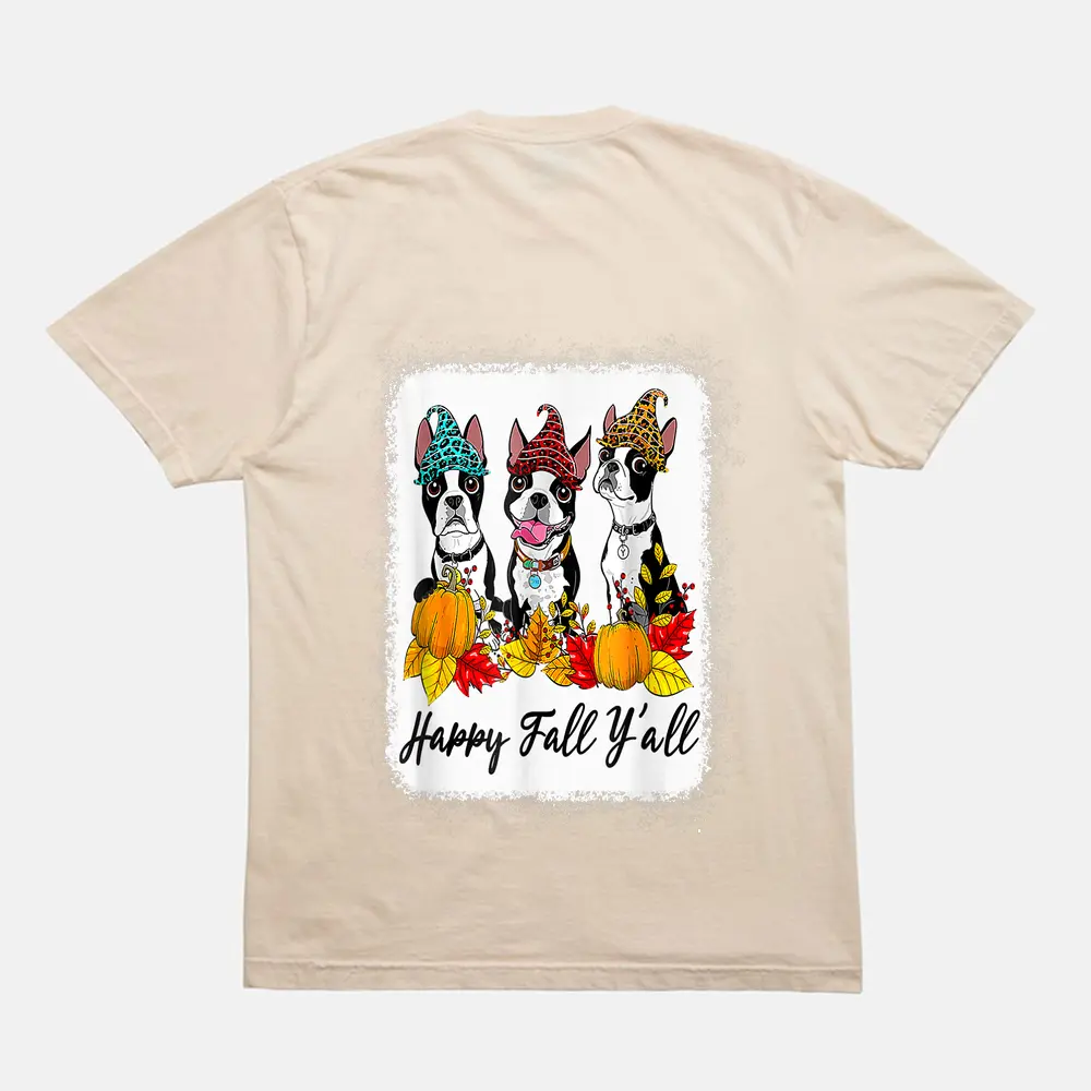 Boston Terrier Dog Lover Fall Ya'll Halloween Costume T-Shirt - Cream Boston Terrier Dog Lover Fall Ya'll Halloween Costume T-Shirt - Cream