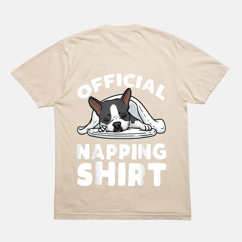Boston Terrier Dog Official Sleeping T-Shirt - Cream Boston Terrier Dog Official Sleeping T-Shirt - Cream