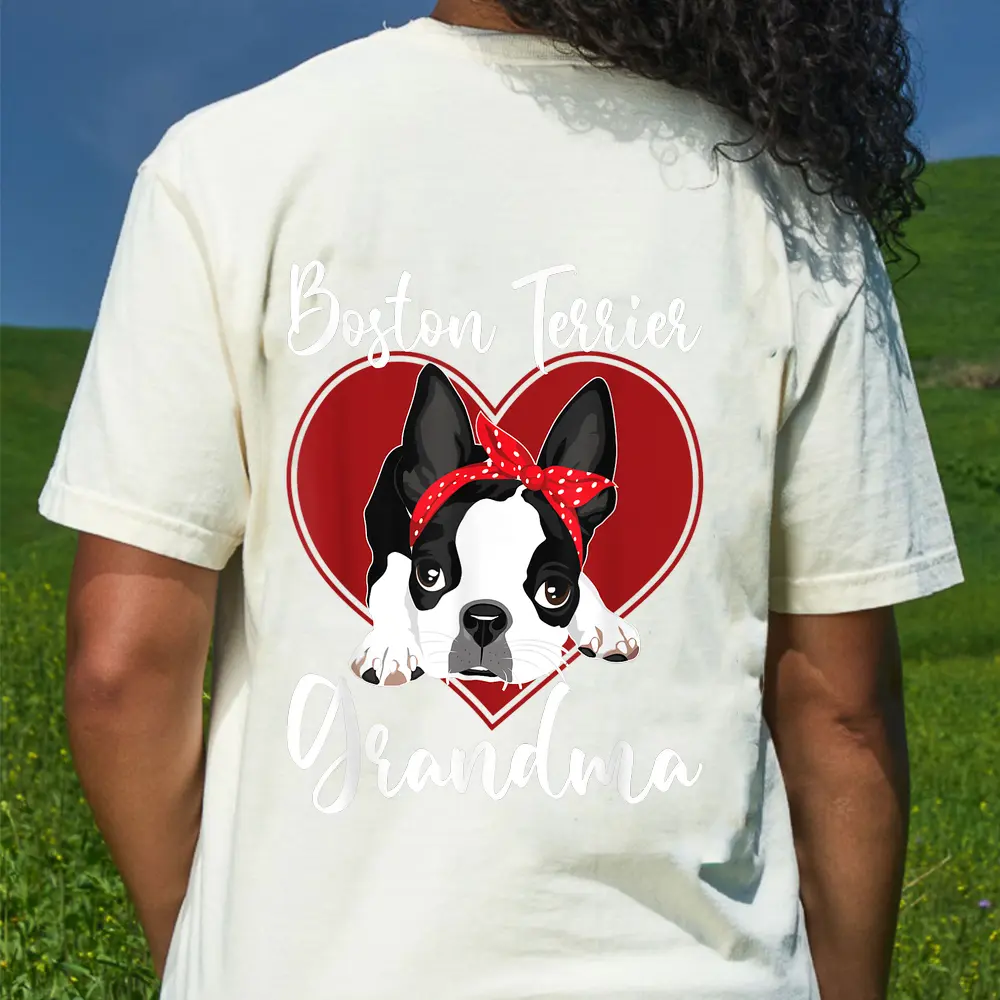 Boston Terrier Grandma  Dog Owner Boston Terrier T-Shirt - Cream