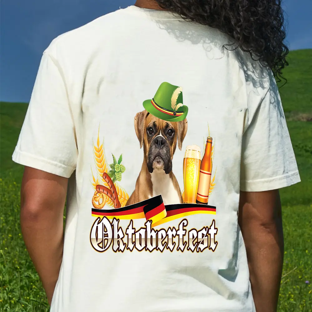 Boxer Dog Beer Oktoberfest Prost Beer Festival Munich German T-Shirt - Cream