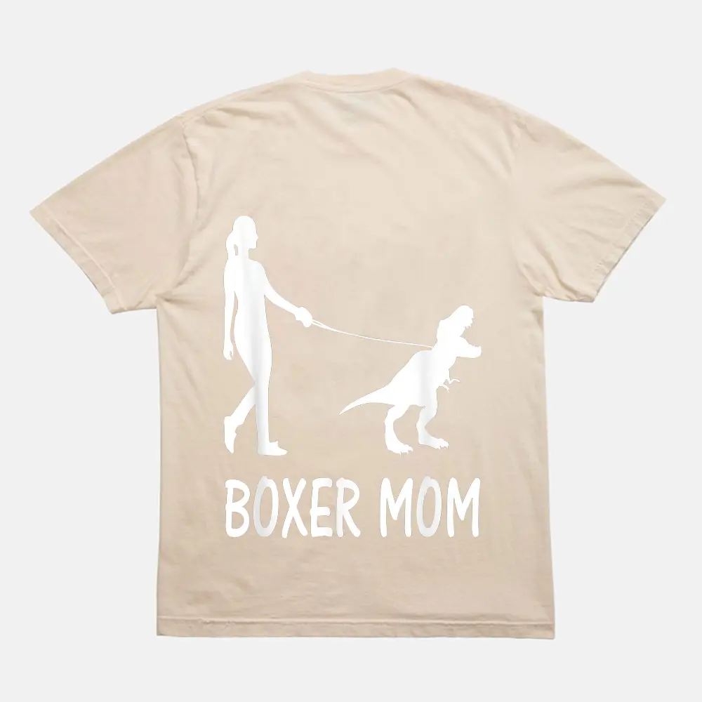 Boxer Mom Dog Boxer Mama Dinosaur Women Mother's Day T-Shirt - Cream Boxer Mom Dog Boxer Mama Dinosaur Women Mother's Day T-Shirt - Cream