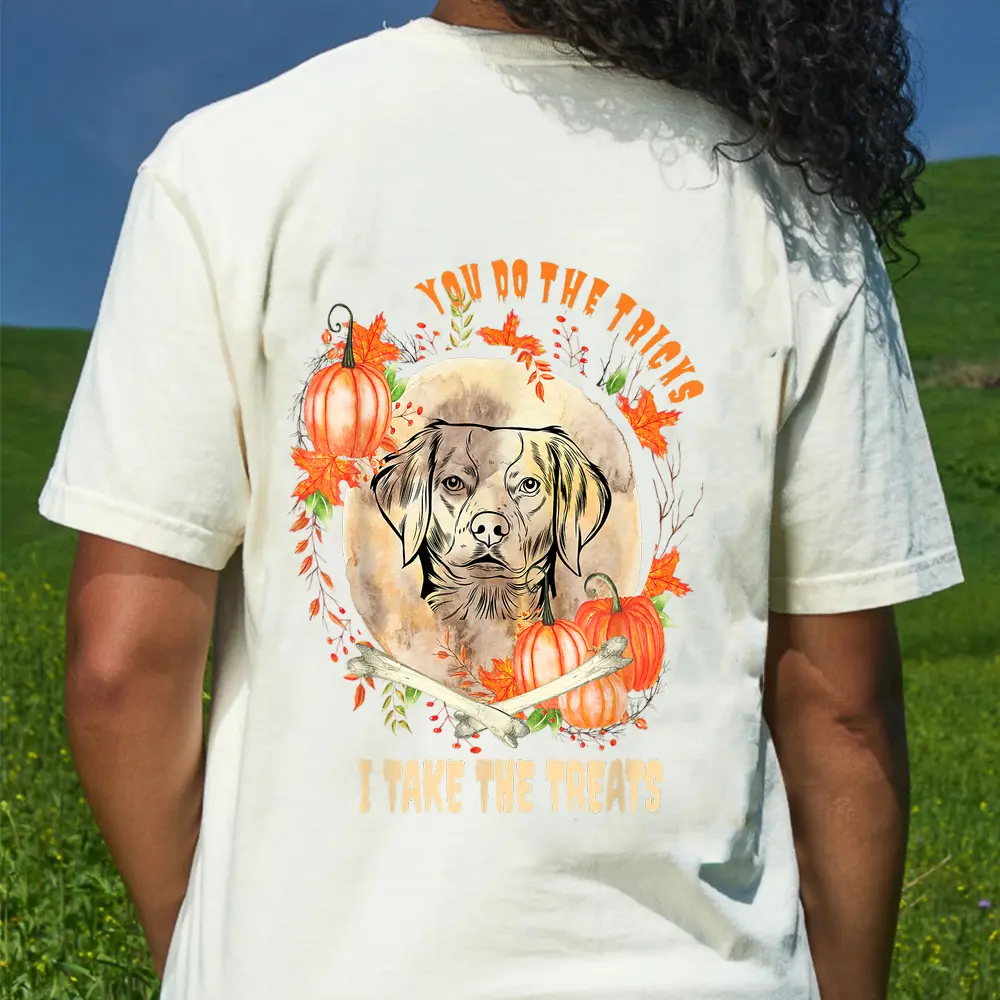 Brittany Spaniel Dog Owner Halloween Pumpkin Humor Funny T-Shirt - Cream