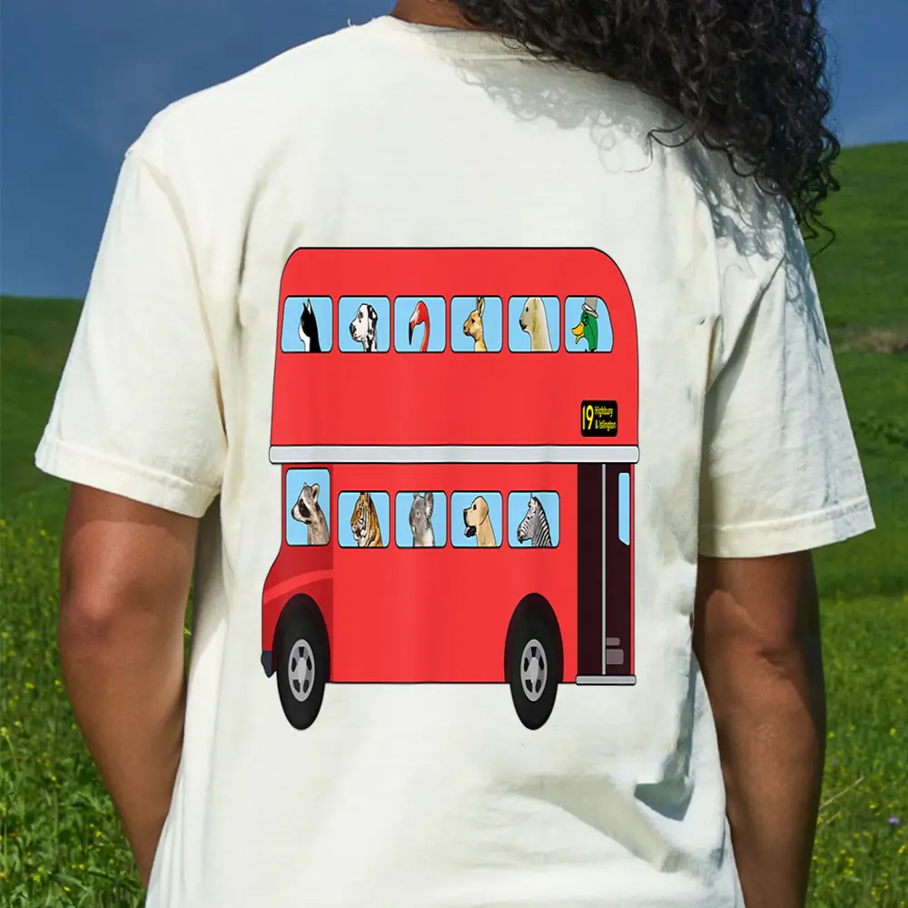 Bus With Cat Dog Raccoon And Other Funny Animals T-Shirt - Cream