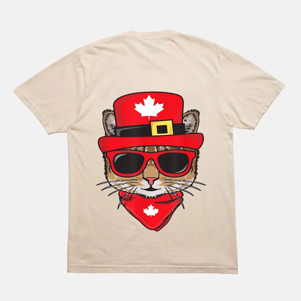 Canada Flag Canadian Cat Sunglasses Funny Men Women Kids T-Shirt - Cream Canada Flag Canadian Cat Sunglasses Funny Men Women Kids T-Shirt - Cream