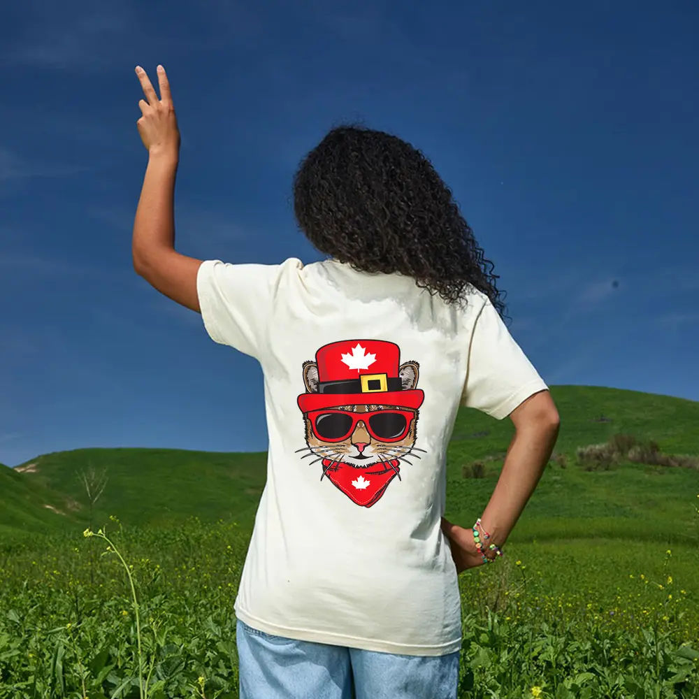 Canada Flag Canadian Cat Sunglasses Funny Men Women Kids T-Shirt - Cream Canada Flag Canadian Cat Sunglasses Funny Men Women Kids T-Shirt - Cream