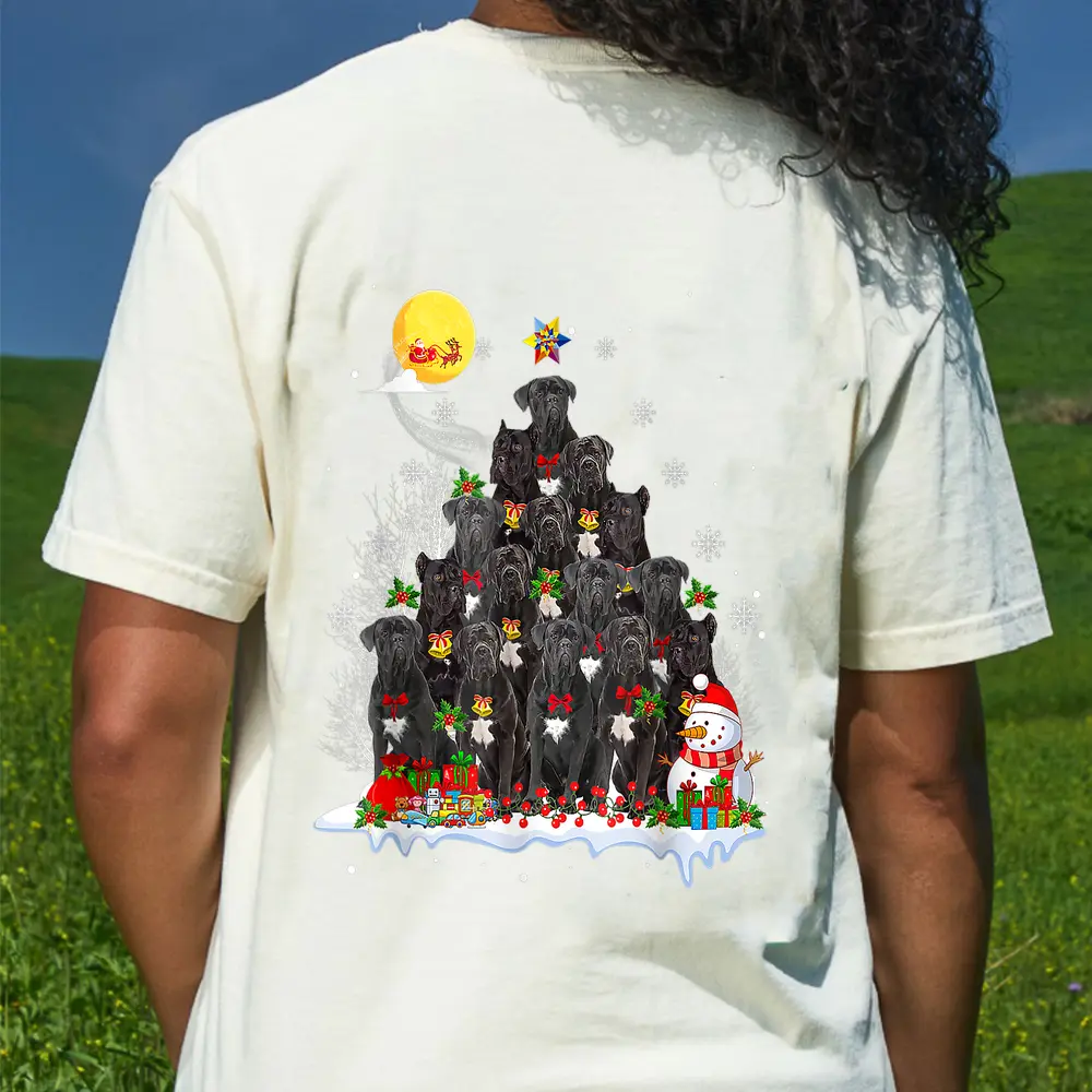 Cane Corso Dog Lover Matching Santa Christmas Tree T-Shirt - Cream