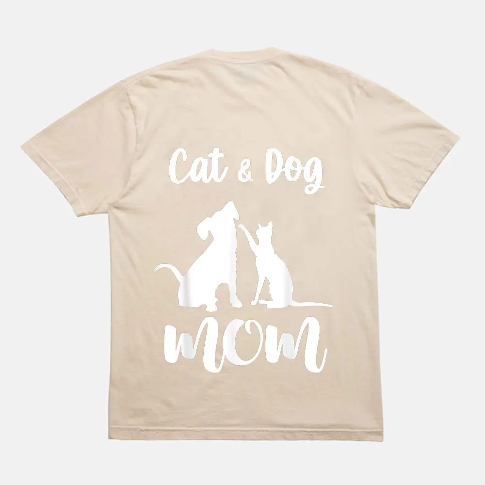 Cat And Dog Mom Pets Animals Lover Puppy T-Shirt - Cream Cat And Dog Mom Pets Animals Lover Puppy T-Shirt - Cream