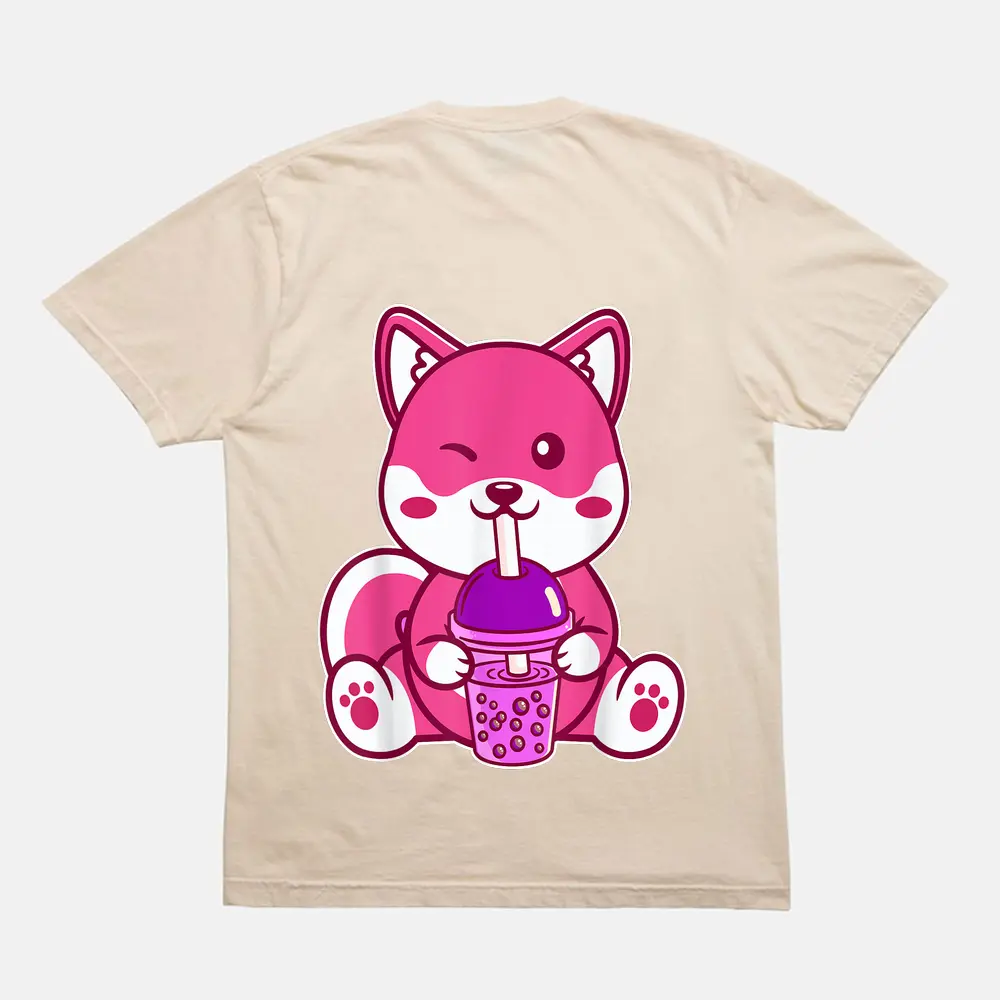 Cat Boba Cute Bubble Tea Anime Neko Kawaii For Girls T-Shirt - Cream Cat Boba Cute Bubble Tea Anime Neko Kawaii For Girls T-Shirt - Cream