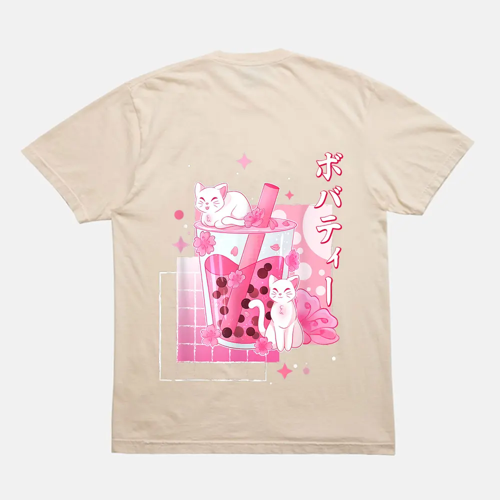 Cat Boba Tea Bubble Tea Anime Cats Lover Kawaii Gifts T-Shirt - Cream Cat Boba Tea Bubble Tea Anime Cats Lover Kawaii Gifts T-Shirt - Cream