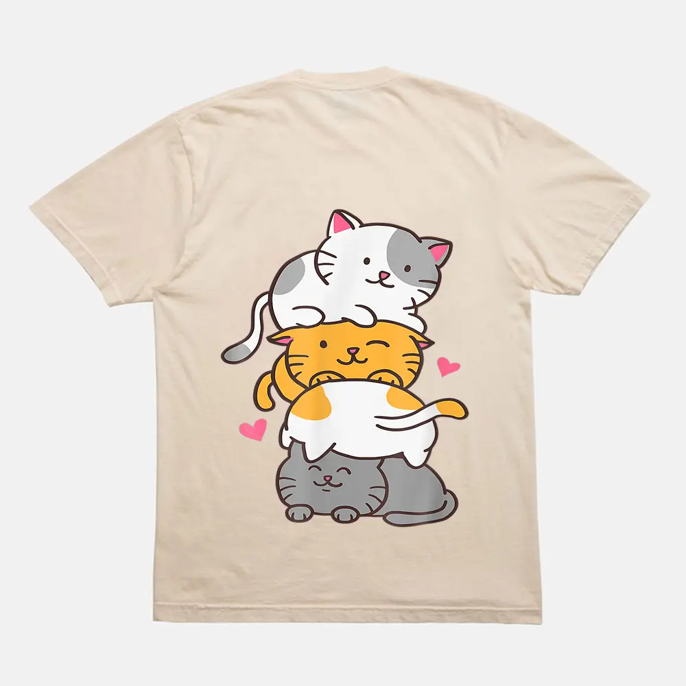 Cat Cats Cute Kitty Pile Anime Kawaii Neko Gift T-Shirt - Cream Cat Cats Cute Kitty Pile Anime Kawaii Neko Gift T-Shirt - Cream