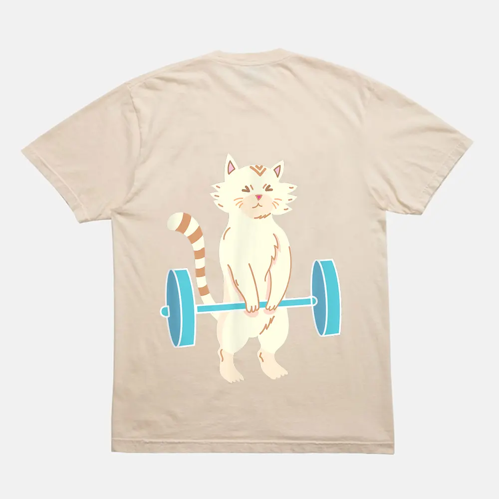 Cat Deadlift - Cat Powerlifting T-Shirt - Cream Cat Deadlift - Cat Powerlifting T-Shirt - Cream