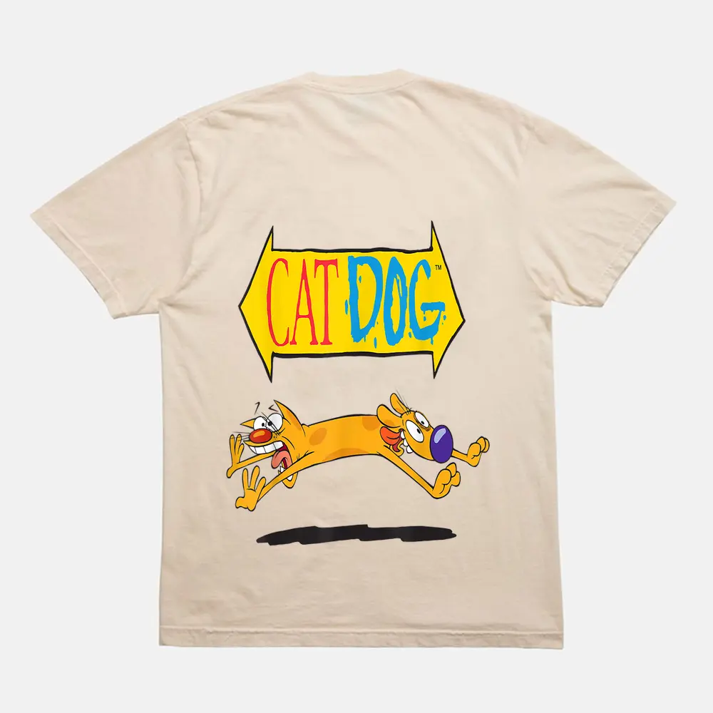 Cat Dog On Couch Nickelodeon T-Shirt - Cream Cat Dog On Couch Nickelodeon T-Shirt - Cream