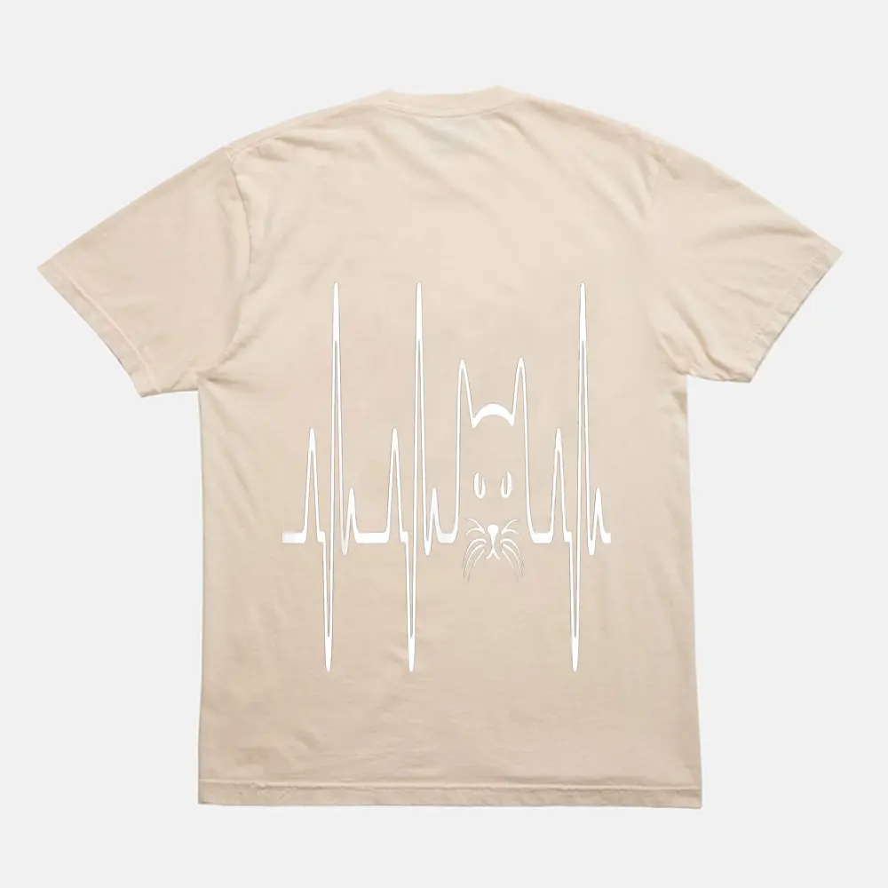 Cat Heartbeat Shirt Love Cats Women Girls Cat Lover TShirt T-Shirt - Cream Cat Heartbeat Shirt Love Cats Women Girls Cat Lover TShirt T-Shirt - Cream