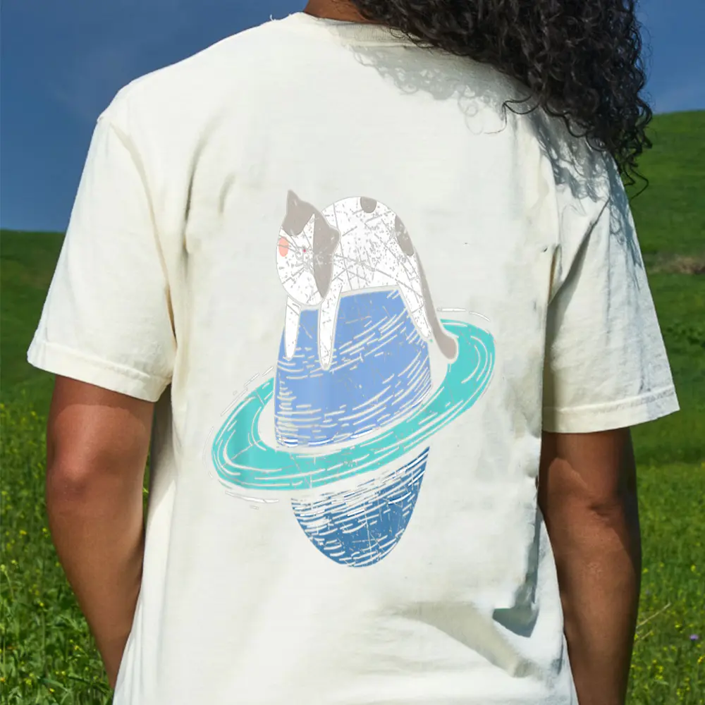 Cat Lover Astronomy Elescope Astronomer Galaxy Stars T-Shirt - Cream