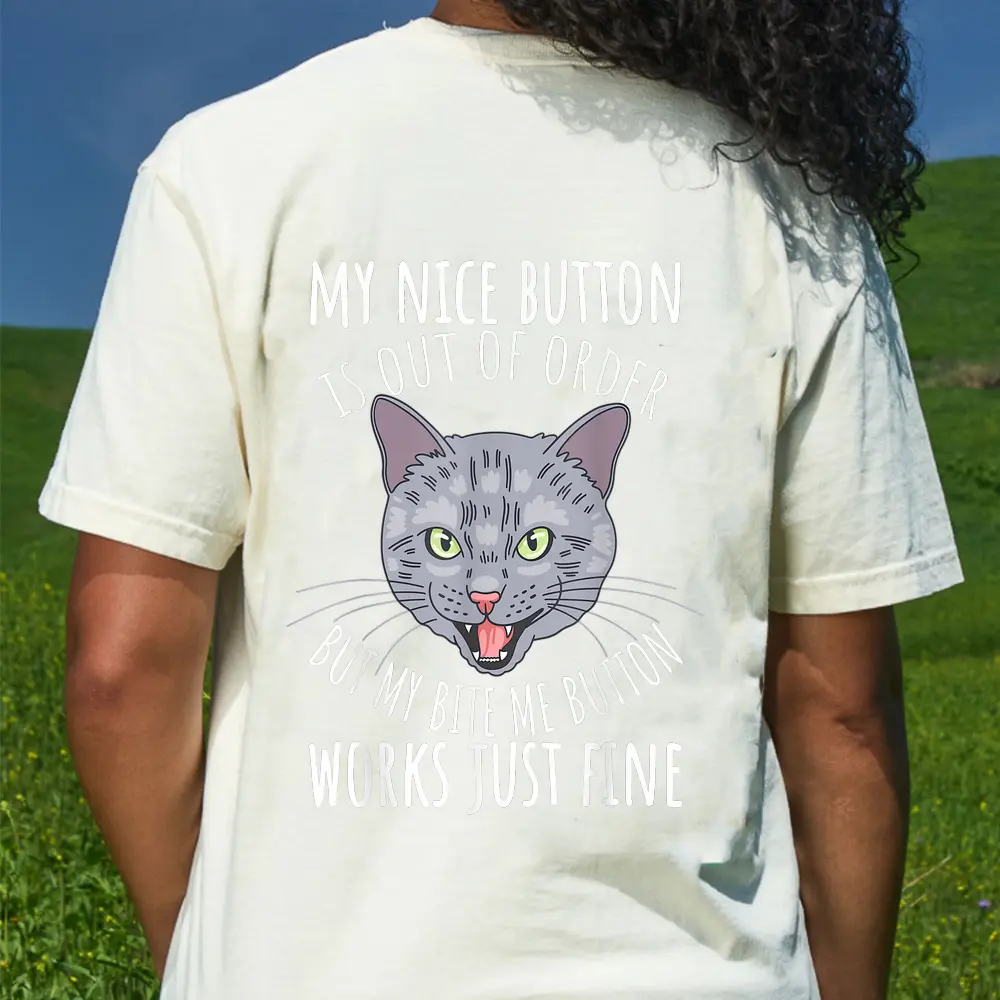 Cat Tshirt Funny Cat Tees Cat Lover Gifts Cat Bite Me T-Shirt - Cream