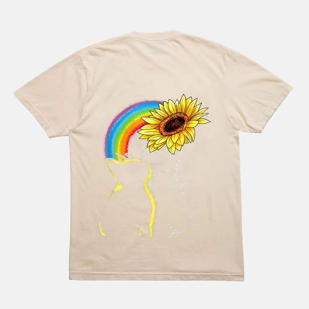 Cats Are My Sunshine Sunflower Rainbow Funny Cat Lovers Gift T-Shirt - Cream Cats Are My Sunshine Sunflower Rainbow Funny Cat Lovers Gift T-Shirt - Cream
