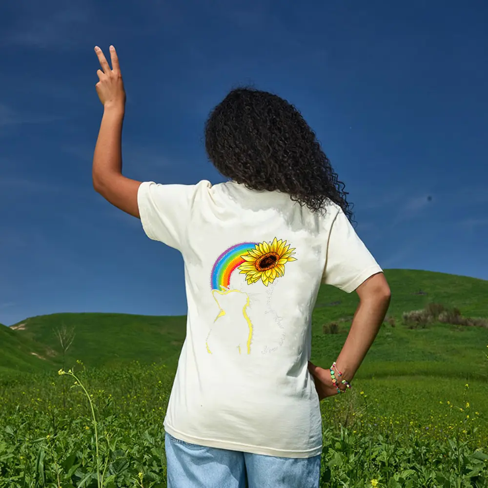 Cats Are My Sunshine Sunflower Rainbow Funny Cat Lovers Gift T-Shirt - Cream Cats Are My Sunshine Sunflower Rainbow Funny Cat Lovers Gift T-Shirt - Cream