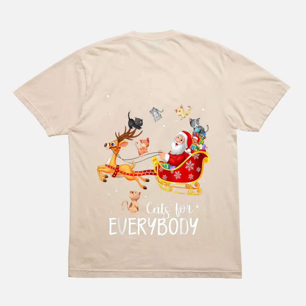 Cats For Everybody Cat Christmas Pajama Family Party Gifts T-Shirt - Cream Cats For Everybody Cat Christmas Pajama Family Party Gifts T-Shirt - Cream