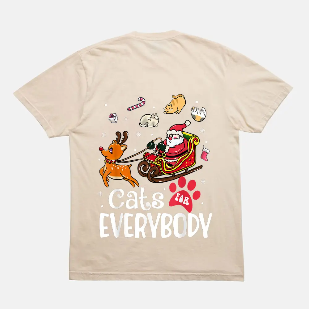 Cats For Everybody Christmas Cat Funny Xmas Women Santa Ver 1 T-Shirt - Cream Cats For Everybody Christmas Cat Funny Xmas Women Santa Ver 1 T-Shirt - Cream