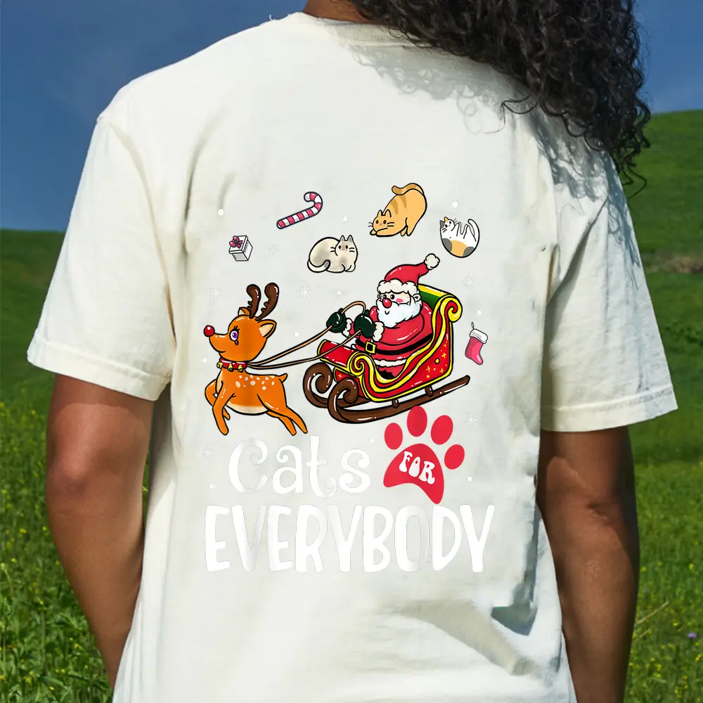 Cats For Everybody Christmas Cat Funny Xmas Women Santa Ver 1 T-Shirt - Cream
