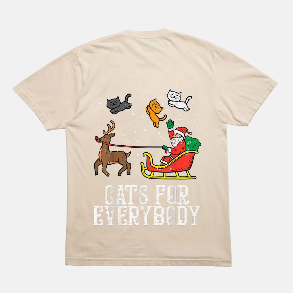 Cats For Everybody Christmas Cat Funny Xmas Women Santa_1 T-Shirt - Cream Cats For Everybody Christmas Cat Funny Xmas Women Santa_1 T-Shirt - Cream