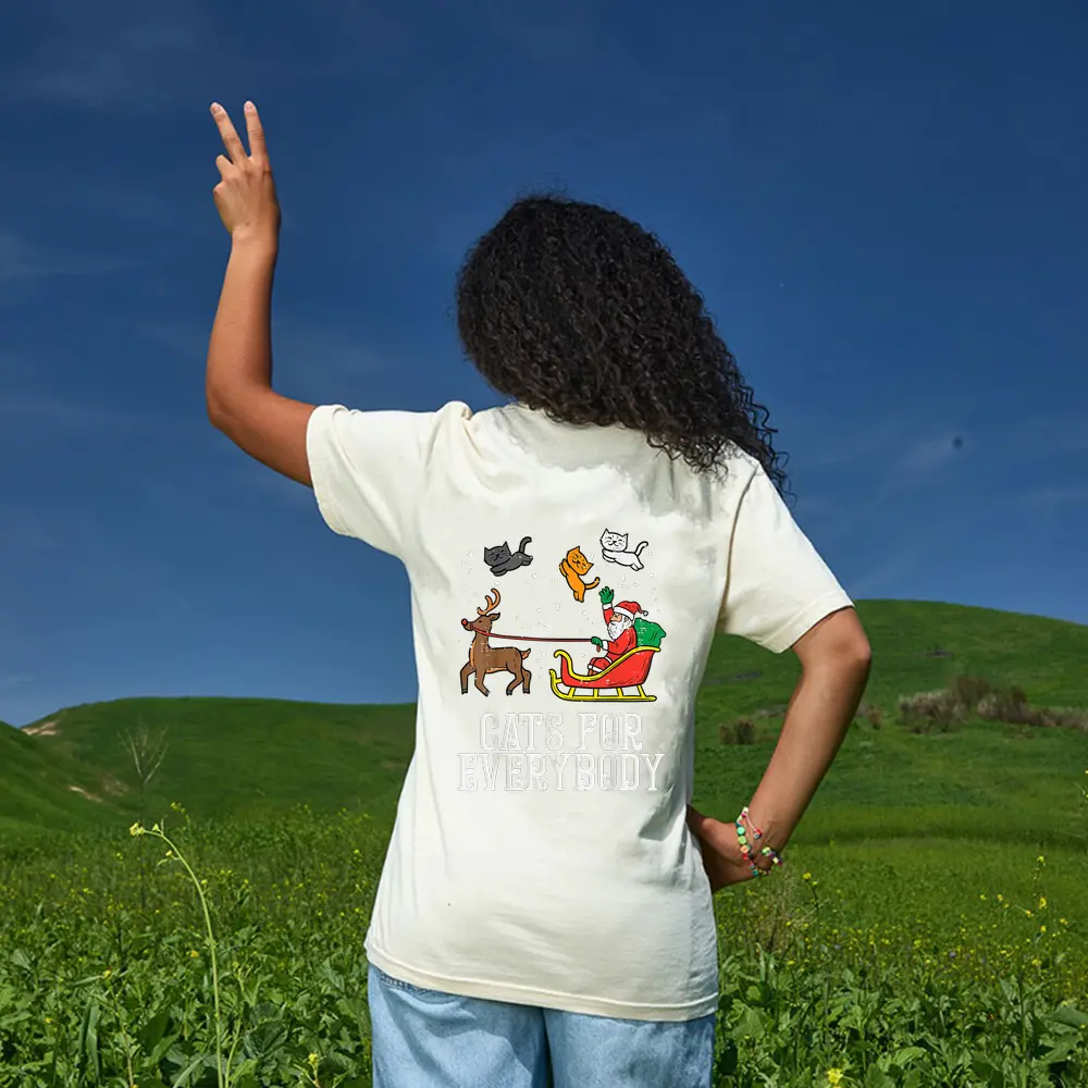 Cats For Everybody Christmas Cat Funny Xmas Women Santa_1 T-Shirt - Cream Cats For Everybody Christmas Cat Funny Xmas Women Santa_1 T-Shirt - Cream