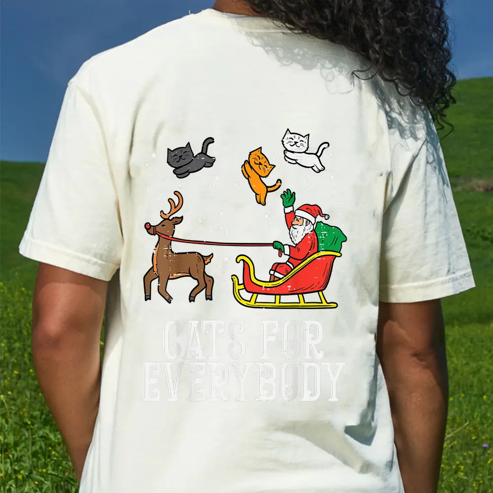 Cats For Everybody Christmas Cat Funny Xmas Women Santa_1 T-Shirt - Cream
