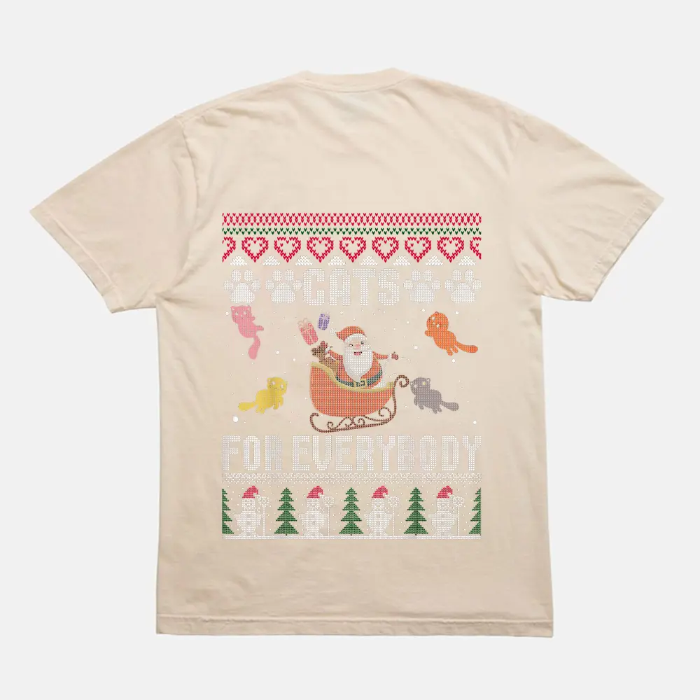 Cats For Everybody Christmas Cute Cat Lover T-Shirt - Cream Cats For Everybody Christmas Cute Cat Lover T-Shirt - Cream