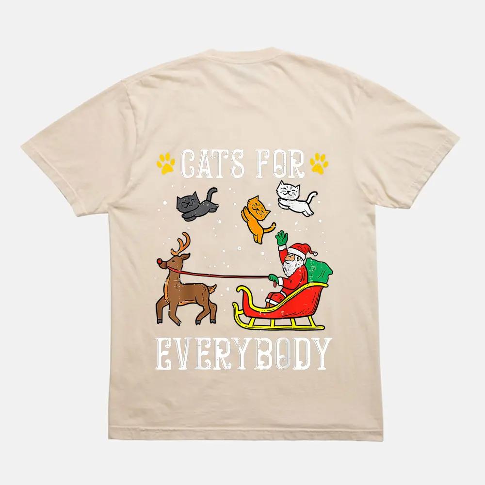 Cats For Everybody Santa Funny Christmas PJs Xmas Women T-Shirt - Cream Cats For Everybody Santa Funny Christmas PJs Xmas Women T-Shirt - Cream